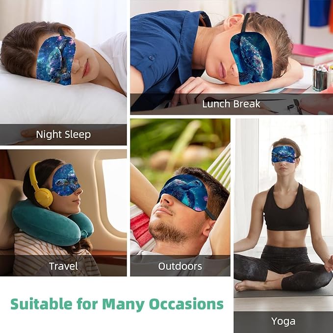 2 Pack Sleep Eye Mask for Women Men, Soft Breathable Eye Cove No Pressure Blackout Night Blindfold for Sleeping Light Blocking with Adjustable Strap, Starry Sky Turtle Lotus