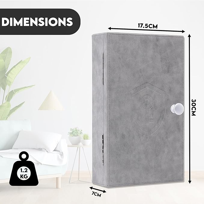 CKEYURE Premium XL PU Leather Faraday Box for Car Keys Wall Mount | Anti Theft Faraday Key Fob Protector | Faraday Cage | Car Key Holder | RFID Key Box | Key fob Signal Blocker (Grey)