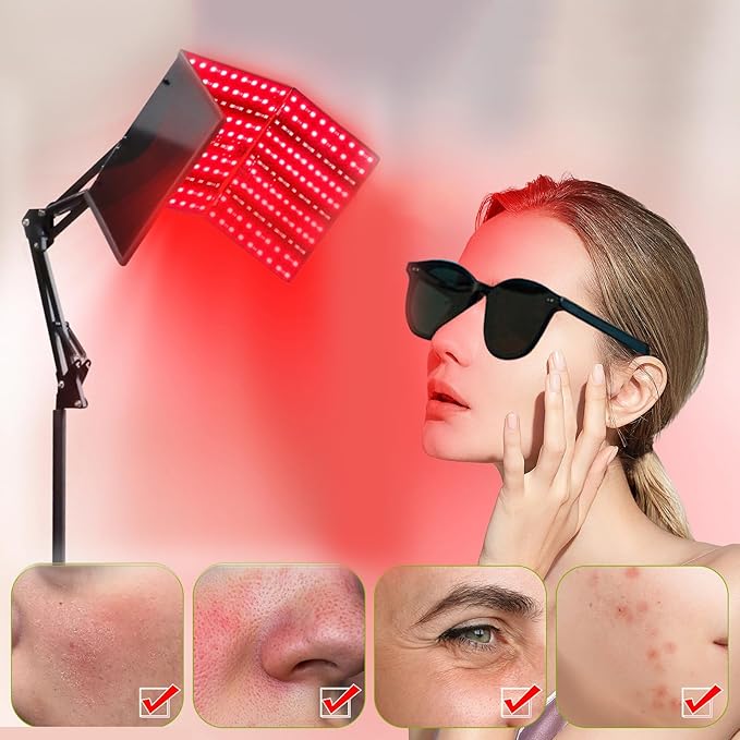 Red Light Therapy for Face and Body, Red Infrared Light Therapy Lamp with Stand Led 660nm Red Light-Therapy & 850nm Infrared Light Device for Body