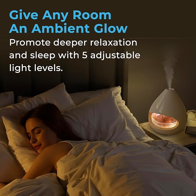 Pure Enrichment PureGlow Crystal - 2-in-1 Himalayan Salt Lamp & Ultrasonic Essential Oil Diffuser, Original Salt Therapy Lamp, 100% Pure Himalayan Salt, Ambient Glow, 160 mL 16-Hour Tank (White)