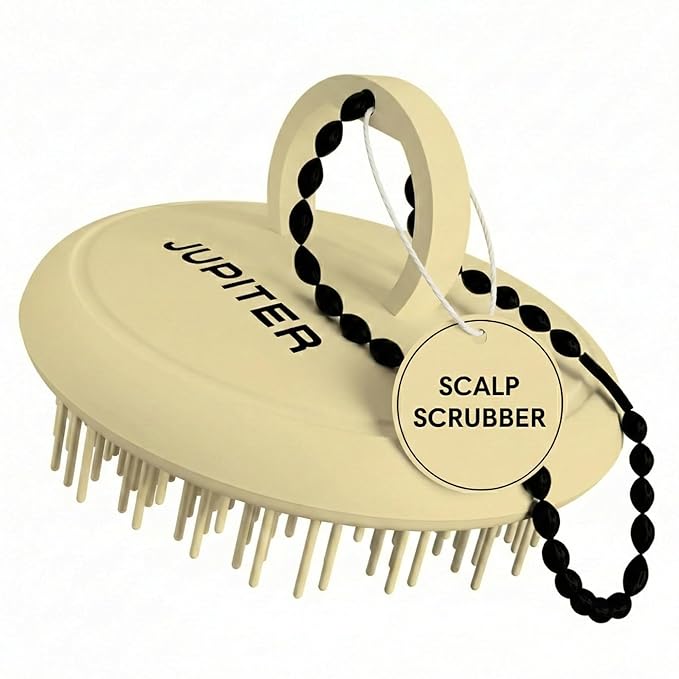 Jupiter Scalp Exfoliator - Scalp Massager Tool for Wet & Dry Hair - Ergonomic Detangler Brush - Dandruff Comb & Scrub to Remove Dandruff & Buildup and Support Circulation - Yellow