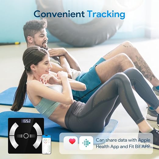 Body Fat Scale, Smart Weight Scale, Digital Bathroom Scale with Bluetooth functionality, Capable of Analyzing Body Fat, Muscle Mass, Water Content, and Bone Mass.