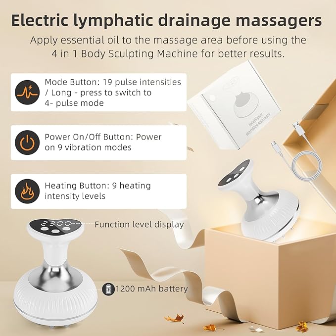 Lymphatic Drainage Massager - Helps Reduce Stretch Marks & Cellulite,for Legs Arms Belly,Body Sculpting Machine with Microcurrent,Heat,Vibration,Light Women's Day Gifts for Women