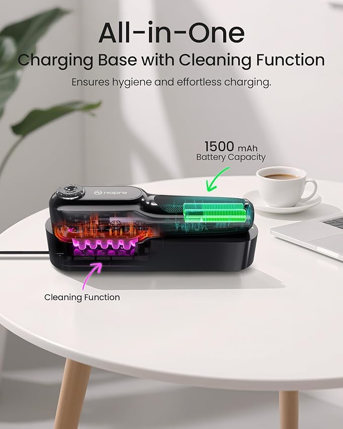 NAPRE Electric Scalp Massager,Head & Hair Massager Scalp Stress Relax,Cordless Handheld Muscle Massager with Horizontal Vibration for Face,Neck,Shoulder & Body,with Charging Dock