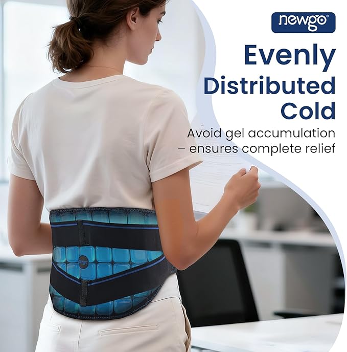 Long Coldness Ice Pack for Lower Back Pain Relief - 2 Hours Long-Lasting Cold Therapy - Flexible Back Wrap for Lumbar, Sciatica, Herniated Disc, Reusable Cold Ice Pack with Adjustable Straps