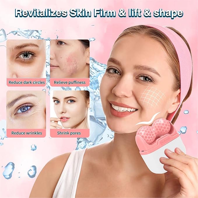 Ice Roller for Face & Eye, 2 in 1 Puffiness, Migraine, Pain Relief and Minor Injury - Diougens Lee Facial Ice Roller,Cold Therapy Massage Roller,Skin Care Products