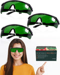 LIGHTMEUP Red Light Therapy Glasses Eye Protection for Infrared & LED Sessions Deep Green Goggles with 200-2000nm Harmful Wavelength Blocking, Maintain Visibility Full-Coverage Adjustable Leg 3 Pairs