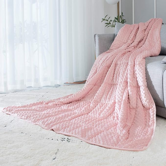 ALANSMA Reversible Weighted Blanket for All Season, Luxury Velvet, Warm and Cool, Adult Kids 5Lb Weighted Blanket, Enjoy Sleeping Anywhere(Pink,36"x48" 5lbs)