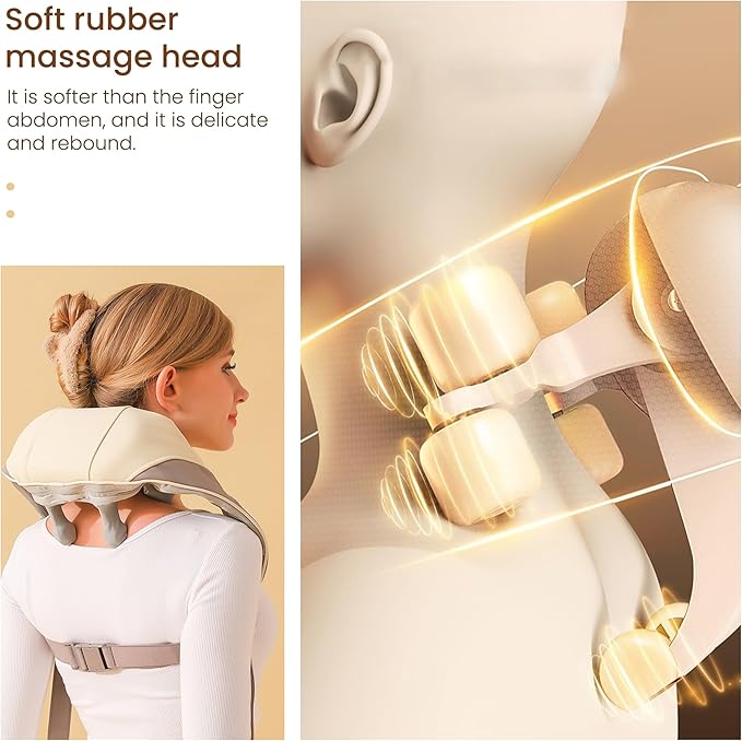 Snugger Neck and Shoulder Massager with Heat, Cordless Neck Massager for Pain Relief Deep Tissue, Shiatsu Neck Massager, Heated Neck and Shoulder Massager, Muscle Relaxation Therapy