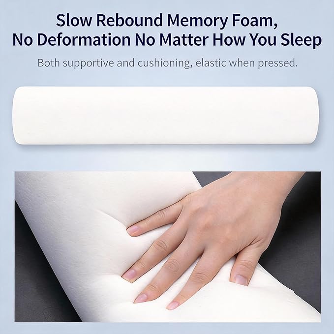 Cervical Pillow for Neck Pain & Side Sleepers Patented Ergonomic Memory Foam Pillow – Adjustable Height for Back & Side Sleeping, Anti-Snoring (Blue+White, Roll)