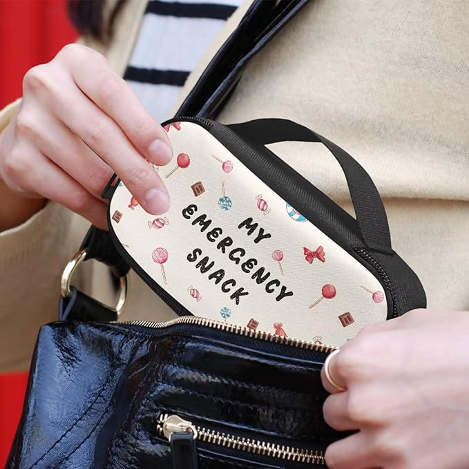 Rnyleeg Cute Diabetic Bag for Kids Snack Pattern Insulin Bags for Women Diabetic Care for Home School Portable Insulin Travel Case with Handle
