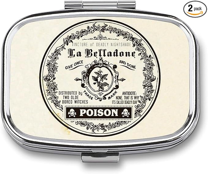 Metal 2 Compartment Pill Organizer Travel Friendly Portable Compact Pill Box Cute Pill Case,for Pocket Wallets Daily Portable Medicine Vitamin Tablet Storage (Retro Style)