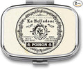 Metal 2 Compartment Pill Organizer Travel Friendly Portable Compact Pill Box Cute Pill Case,for Pocket Wallets Daily Portable Medicine Vitamin Tablet Storage (Retro Style)