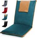 malu Portable Extra Large Padded Floor Chair w/Back Support – Japanese Meditation Cushion, Comfortable Folding Backrest, Removable Easy Wash Cover - Forest Green