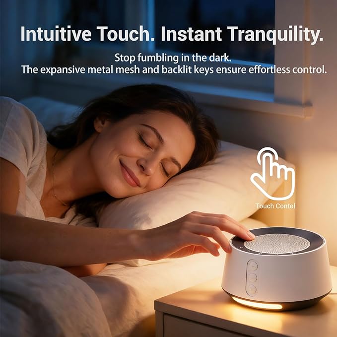 BGOVERSS White Noise Sound Machine with 20 Soothing Sounds, 10 Colors Night Light Sleep Machines Home Office Travel, 5 Timers and Memory Feature Sound Machine for Nursery Baby Kids Adults (Grey)