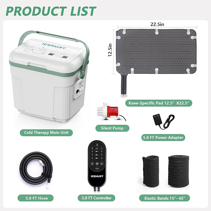 Cold Therapy Machine with Programmable Timer, Portable Ice Machine for Hip After Surgery, Hip Replacement Recovery System, Cryotherapy Pain Relief w/Compression Pad
