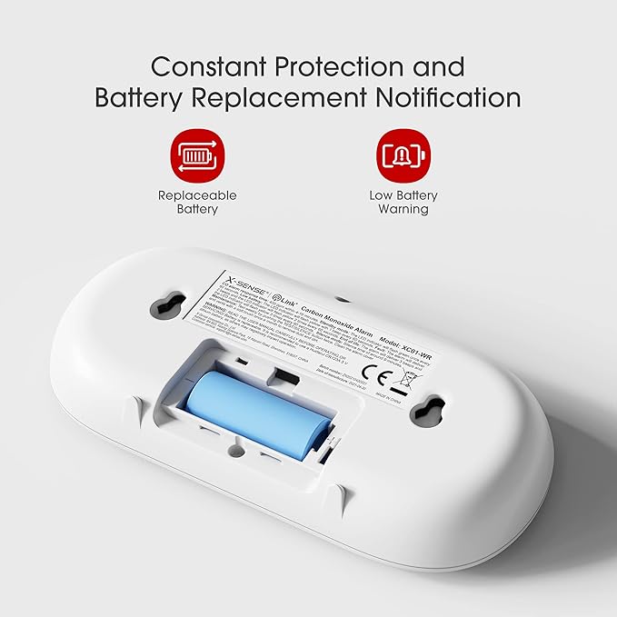 X-Sense Wireless Interconnected Carbon Monoxide Detector, Replaceable Battery Powered CO Alarm with Digital Display and Peak Value Memory, XC01-WR