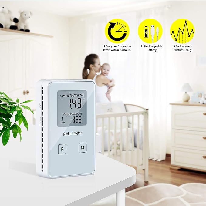 Funny Kitchen Home Radon Detector,Portable Radon Meter,Long and Short Term Monitor,Rechargeable Battery-Powered,Radon Test Kit