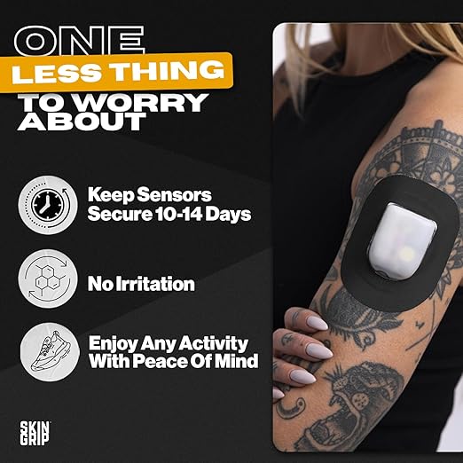 Skin Grip Insulet Omnipod 5 Adhesive Patches Waterproof & Sweatproof (Also Fits Omni pod Dash), Pre-Cut Medical Tape, Ultimate Insulin Pump Protection, Diabetic Sensor Covers, 20-Pack, Black
