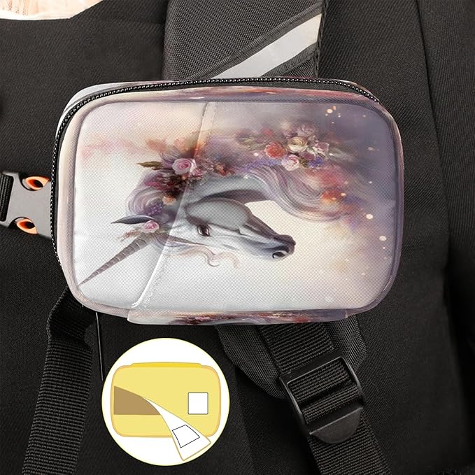 Animal Unicorn Pink Flowers Travel Pill Organizer Box Weekly Portable Pill Case Daily Pills 7 Day Small Birth Control Pills Container Removable Compartments for Medicine Vitamins Fish Oil