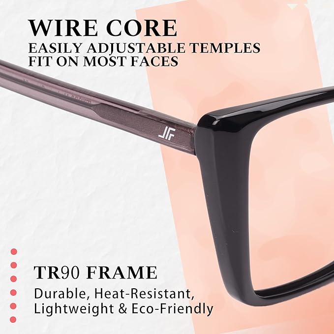 2 Pack Blue Light Blocking Glasses for Women, Oversized Trendy Cat Eye Computer Gaming Glasses Anti Glare & UV Glare RF6204 (Black + Clear Gradient Pink Cateye Frame)