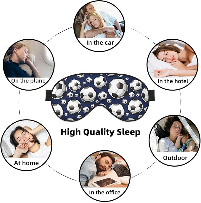 Black and White Football Sleep Mask Eye Mask with Adjustable Strap Eye Sleep Shade Cover Blocks Light for Women Men Airplane Travel Nap