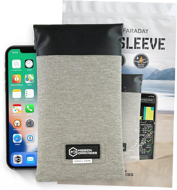 Mission Darkness Dry Shield Faraday Phone Sleeve // Slim Waterproof Dry Bag for Cell Phones + RF Shielding Liner // Signal Blocking, Anti-tracking, EMP Shield, Data Privacy, Electronic Device Security