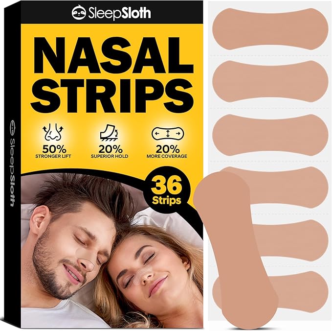 Nasal Strips for Snoring (36 Count), Extra Strength Nose Strips for Breathing, Anti Snoring Nasal Strips for Sleeping, Congestion Relief for Colds & Allergies, Sensitive Skin, Beige