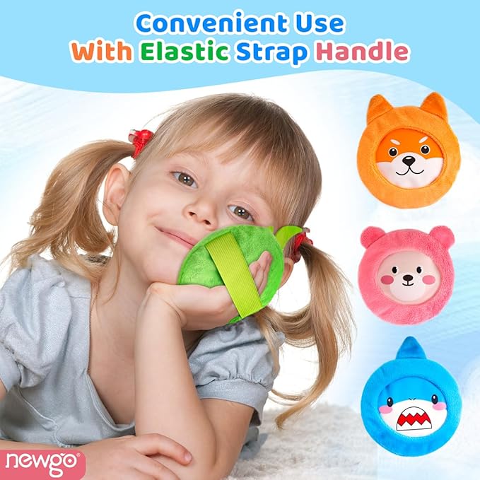 NEWGO Kids Ice Pack for Boo Boos, Reusable Gel Cold Packs with 4 Cute Plush Sleeves for Toddlers and Babie, 4 Hot & Cold Compress Packs for Pain Relief, Fever, Wisdom Teeth, First Aid, Bumps