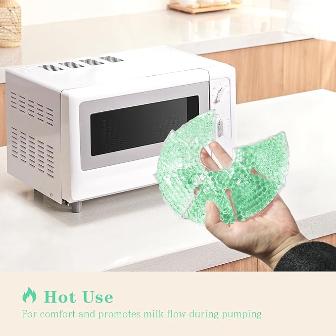 Hot/Cold Breast Gel Ice Packs Breast Cooling/Heat Pads Relief for Breastfeeding, Nursing Pain, Mastitis, Engorgement, Swelling, Plugged Ducts | Boost Milk Let-Down & Production,2 Pack (Green)
