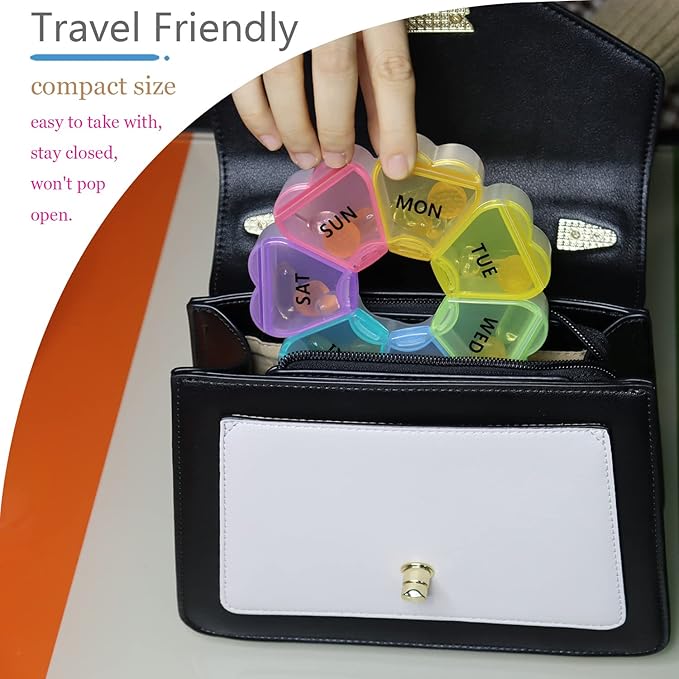(2 in 1) MOLN HYMY Pill Boxes and Organizer 2 Times a Day and Floral Weekly Pill Organizer 7 Day Circle