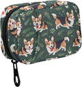 Fustylead Cute Welsh Corgi and Pine Cypress Leaves Pill Organizers 2 Times A Day Pill Case Bag with Zipper Portable Weekly Pill Dispensers for Vitamin Supplement