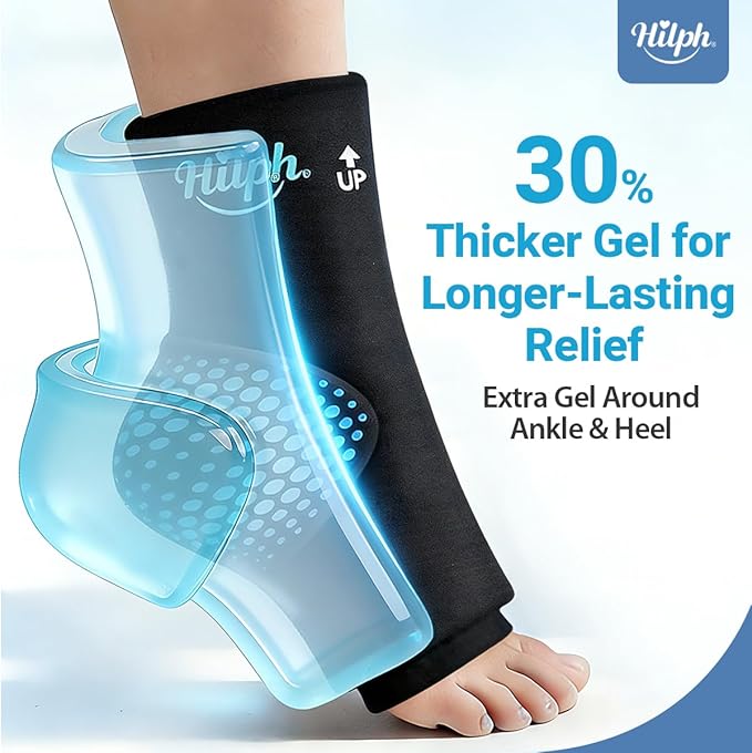 Hilph Ankle Ice Pack Wrap with Massage Ball for Plantar Fasciitis Relief, FSA Eligible, Thickened Gel Ice Sleeve Cold Pack for Foot Ankle Heel Pain Relief, Achilles Tendonitis Relief, Swelling