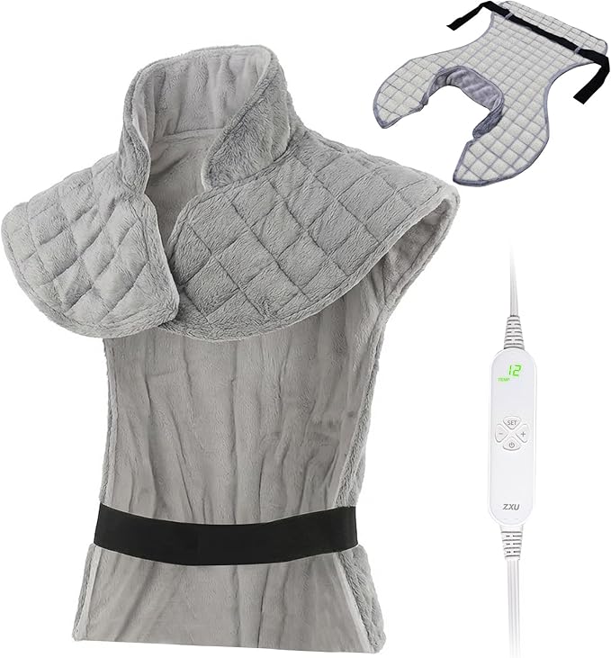 Full Weighted Heating Pad for Neck,Shoulder, Back Large 24"x38" Electric Heat Pads for Back Pain Relief with 12 Heat Setting and 8 Auto Shut Off, Stay on Function Hot Heated Pad