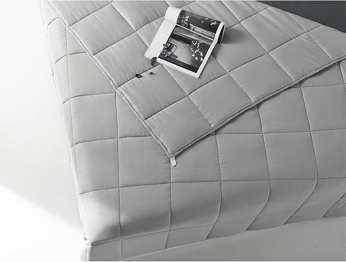 RelaxBlanket Cotton Weighted Blanket 100% Cotton with Premium Glass Beads for All-Season 60''x80'' 15lbs,Light Grey