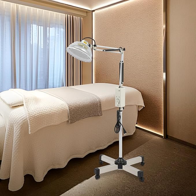 Acupuncture Infrared Heat Therapy Mineral Lamp with Adjustable Height Heating Light, 360° Rotating Lamp Head, and Timer for Muscle Pain Relief, Joint Therapy, and Recovery