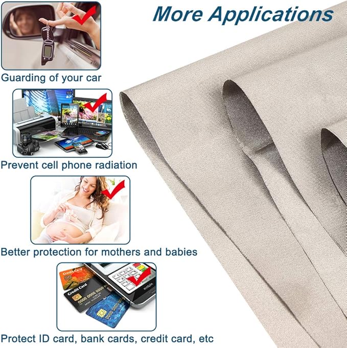 Shielding Faraday Fabric 44in W x 18ft L! EMI, RF&RFID Shielding Fabric, Military Grade Material Blocks Signals (WiFi, Cell)
