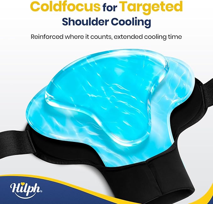 Hilph 3D Double-Layer Gel Shoulder Ice Pack Wrap for Rotator Cuff & Surgery Recovery - Reusable Cold Therapy Gel Pack with Adjustable Straps, Easy to Wear, Flexible Fit for Men & Women, Large