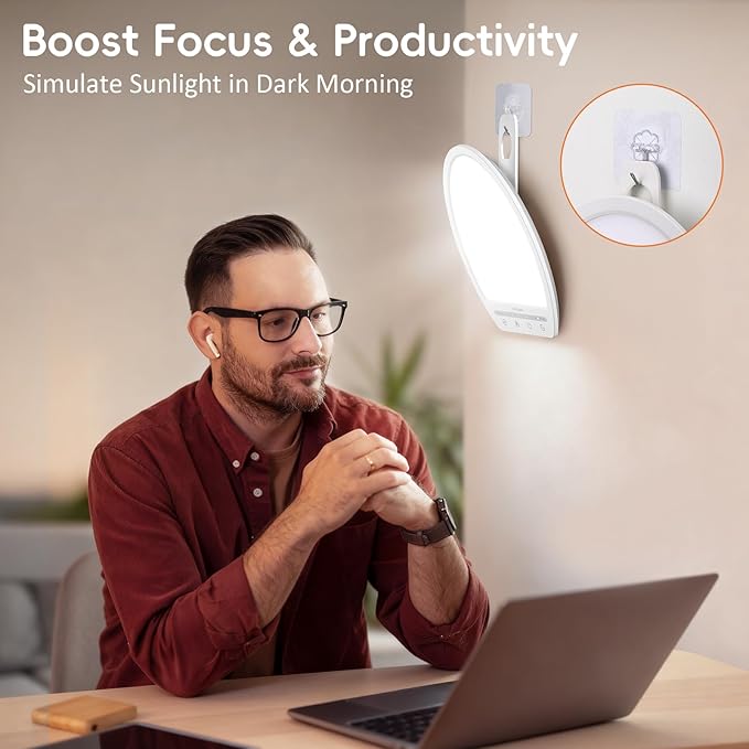 Comfytemp Light Therapy Lamp, Up to 16,000 Lux Sunlight Daylight Lamp with Touch Control, 4 Brightness & 3 Color Temperature, Birthday Gifts for Men Women Her, for Home Office Working Use