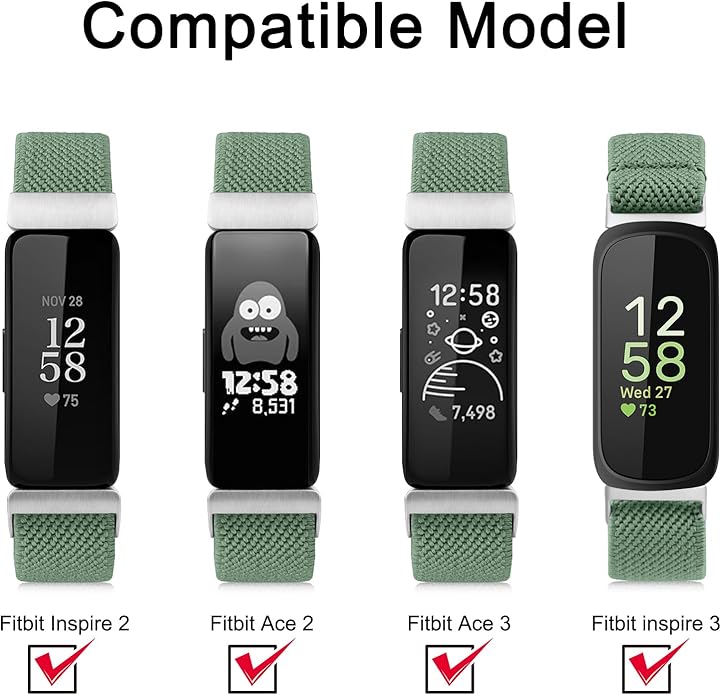 Vancle Elastic Bands for Fitbit Inspire 3 Bands Women, Breathable Adjustable Replacement Stretchy Nylon Loop Wristband Sport Straps Compatible with Fitbit Inspire 3 Fitness Tracker