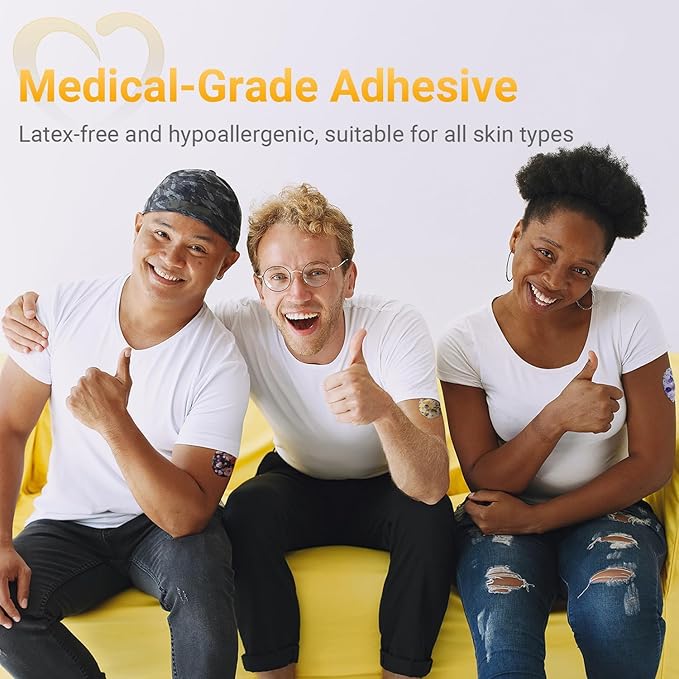 Flower Libre 3 Sensor Covers Waterproof, Amolyfe 10 Pack Freestyle Libre 3 Plus Covers, BumpProof with Hard Cap, Latex Free Breathable Medical CGM Adhesive Patches, 14-Day CGM Protection (P.Flower)