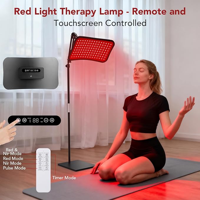 Red Light Therapy for Face and Body, 660nm Red + 850nm Near-Infrared LED Light Therapy Device with Adjustable Stand, Light Therapy for Face & Body at Home