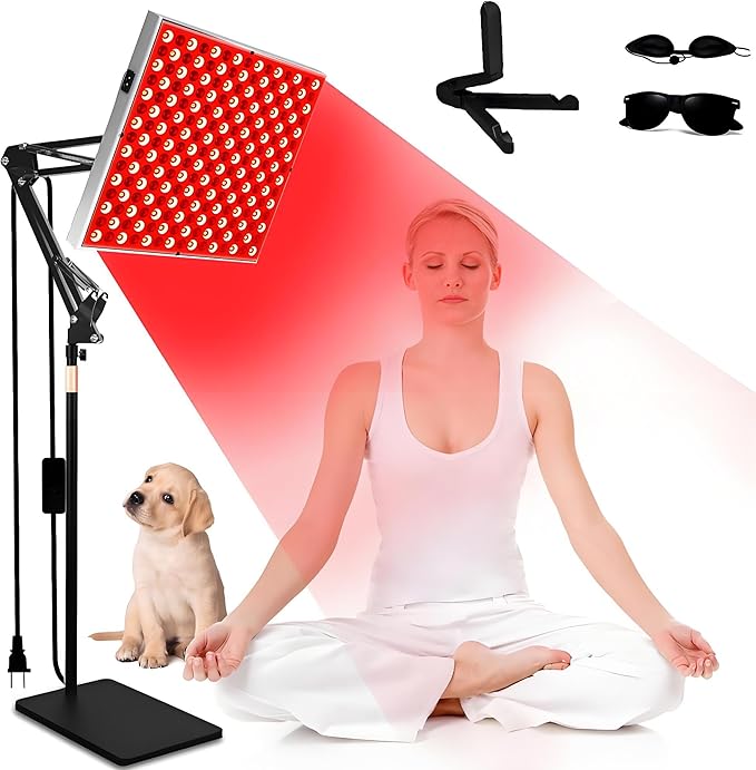 Red Light Therapy for Face & Body, 2 in 1 Adjustable Infrared Light Therapy Panel, Red Light Therapy Lamp with Stand 660nm Red Light 850nm Near Infrared Red Light Therapy Devices for Home Office Gift