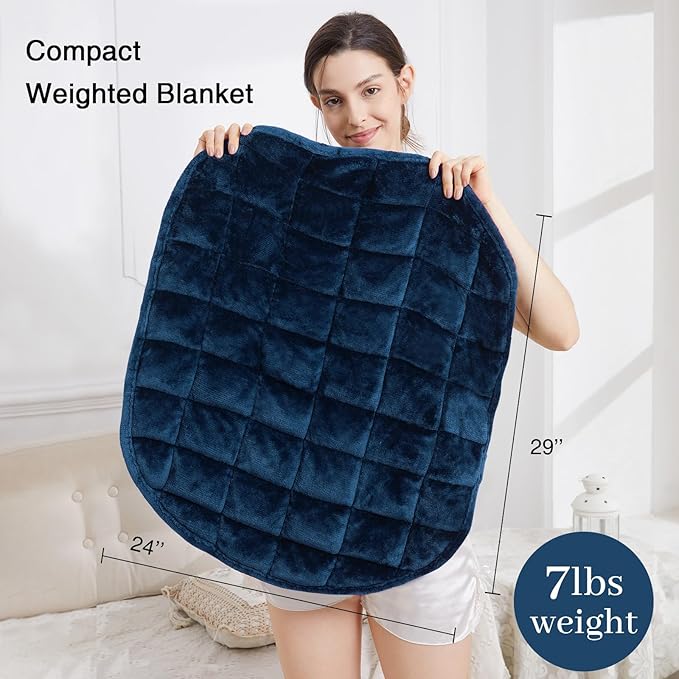 Alomidds Weighted Blanket 7lbs for Adults, Cozy Breathable Weighted Lap Blanket, Small Weighted Blanket Travel, Weighted Lap Pad for Relaxing, Sleeping, Navy, 29" x 24"
