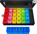 Weekly Pill Organizer 4 Times a Day, Large Medicine Organizer, Pill Box 7 Day 28 Compartment, Portable Travel Pill Container Case for Vitamin and Supplement (Color)