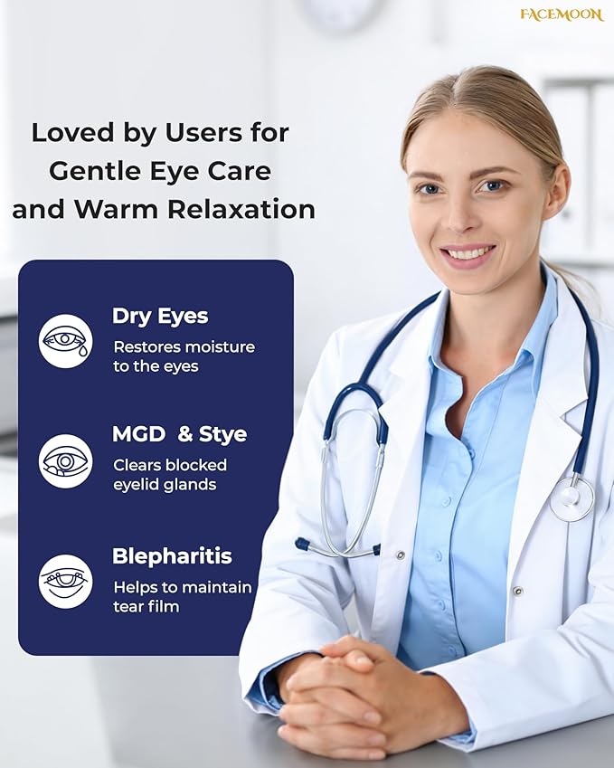 Silk Heated Eye Mask for Dry Eyes: Warm Eye Compress for Stye, Blepharitis & Chalazion - USB Electric Stable Eye Heating Pads for MGD, FSA - HSA Eligible, Ideal for Sleep & Travel