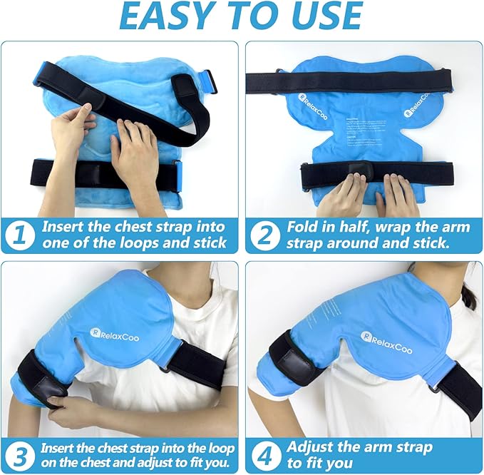 Shoulder Ice Pack Rotator Cuff Cold Therapy, Reusable Gel Ice Wrap for Shoulder Injuries & Pain Relief, Bursitis, Tendonitis, Swelling, Recovery for Man and Women