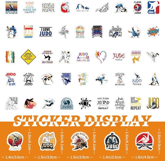 100pcs Judo Stickers,Waterproof Vinyl for Water Bottles Cups Laptops Tumblers Journaling Scrapbooking Bicycle Skateboard Luggage Decals (Judo)