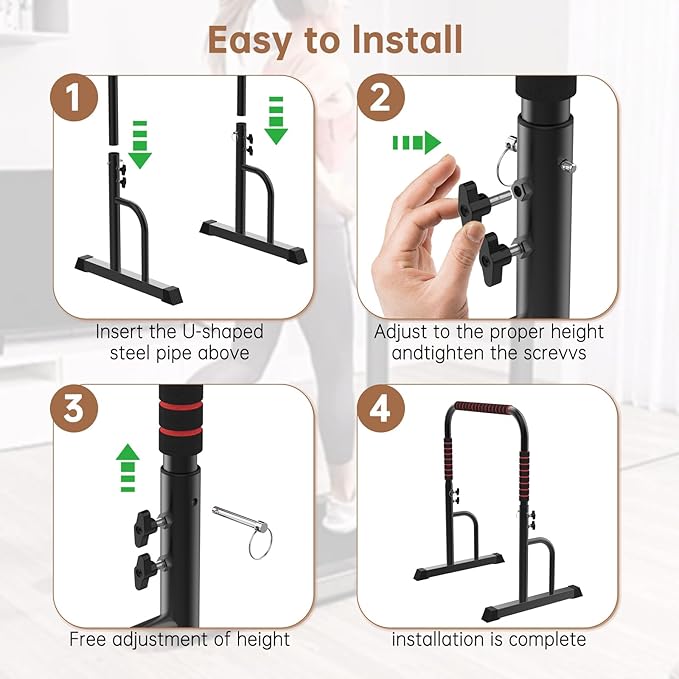 Adjustable Walking Pad Handle only, 19.7 inch Wide, 46 inch Max Height, Black/Red