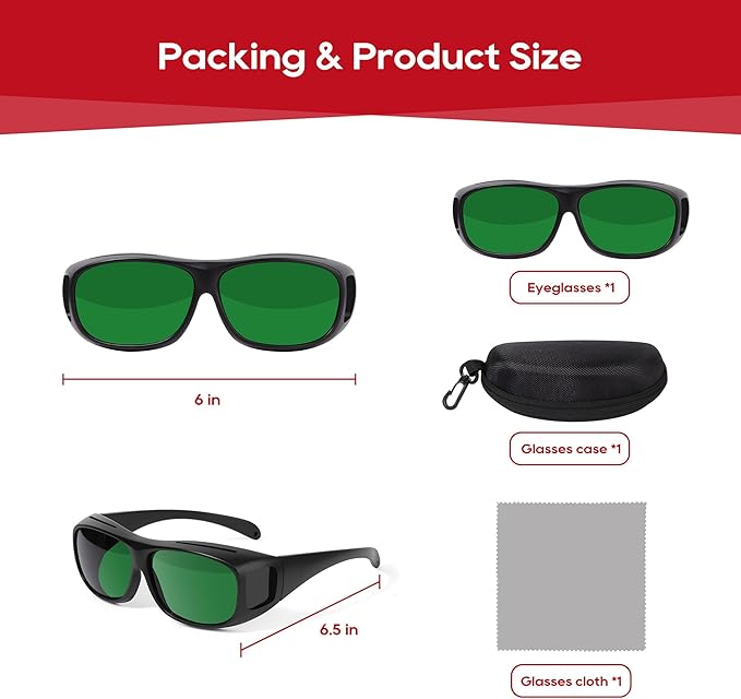 Morfone Red Light Therapy Glasses - Eye Protection for Red Light Therapy (600nm-940nm) - Red Light Therapy Goggles for Home & Spa Use